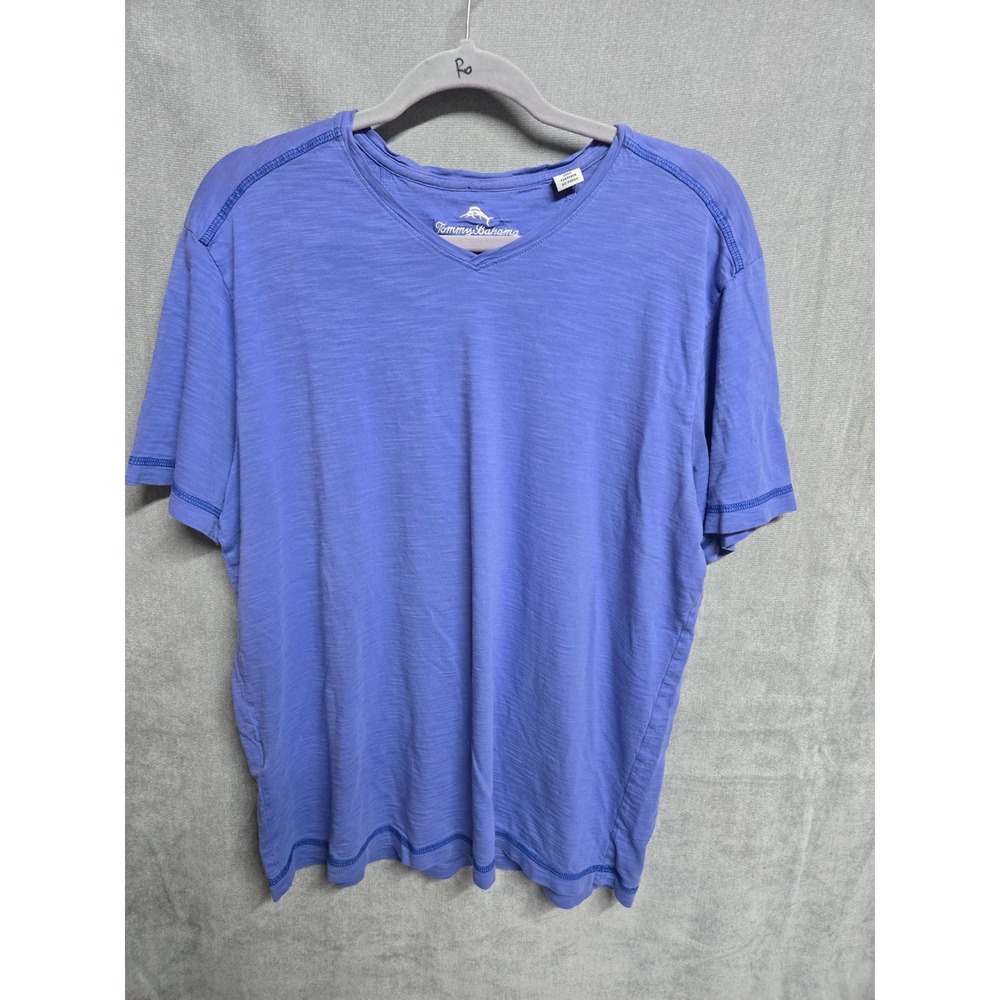 Tommy Bahama Mens Blue Slub Knit V-Neck Short Sleeve T-Shirt Size M